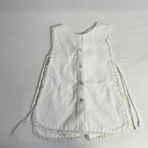 Cottagecore Unbranded Kids White Corduroy Lace Trim Floral Pinafore Apron 17in